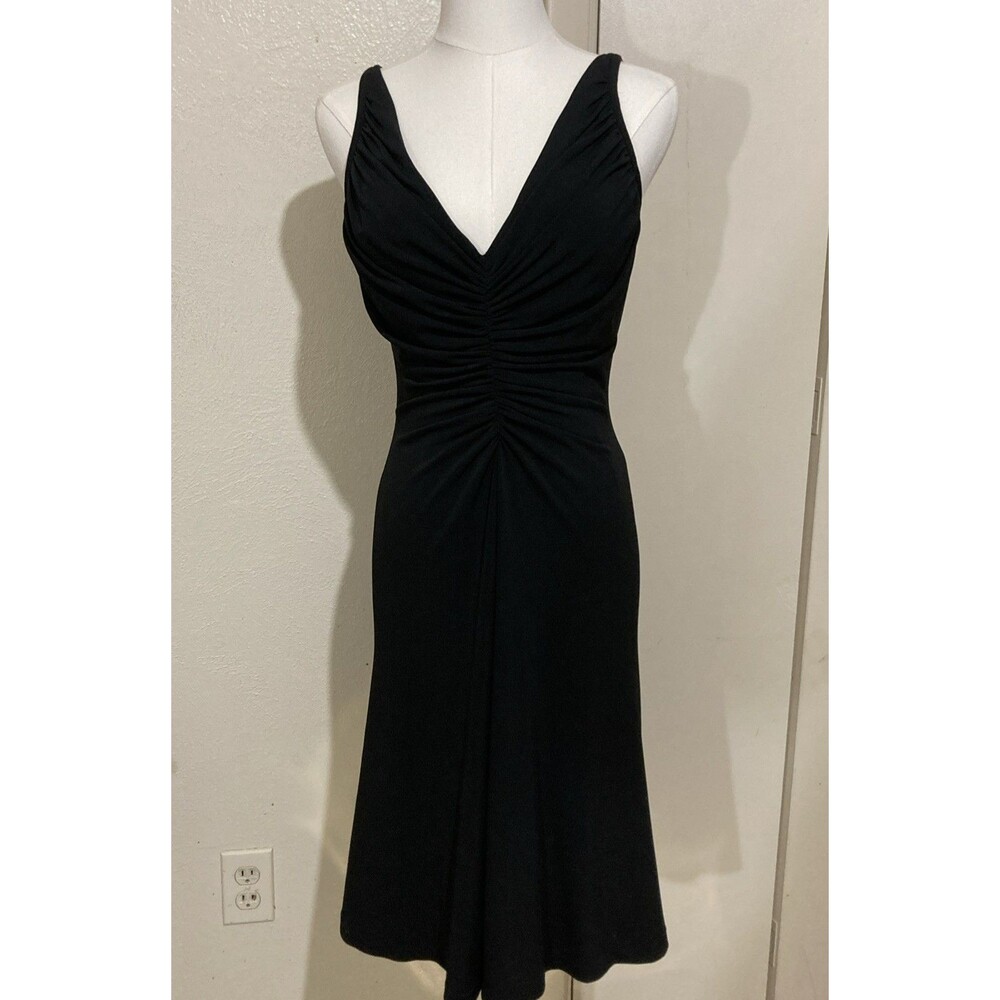White House Black MarkeT WHBM Cocktail Ruched Dress Pleat Stretch Size 8 Zip